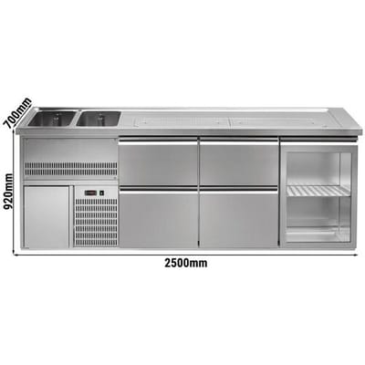 GGM Gastro Biertheke Premium PLUS - 2500x700mm - 1 Glastür & 4 Schubladen