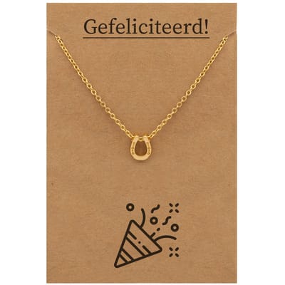 Gefeliciteerd Cadeau Ketting - Hoefijzer voor Geluk Sieraad - Goudkleurig - Gefeliciteerd - Pax Amare