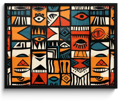 Poster in lijst - Fotolijst 70x50 cm - Posters - Abstract - Gezichten - Mozaïek - Posterlijst zwart - Decoratie - Wanddecoratie woonkamer - Muurdecoratie slaapkamer