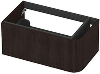 INK - Rechts Afgeronde Onderkast Fineer 1 Lade Softclose met Gefreesd Front Tbv Grepen - 800x450x350 Mm - Dark Veneer