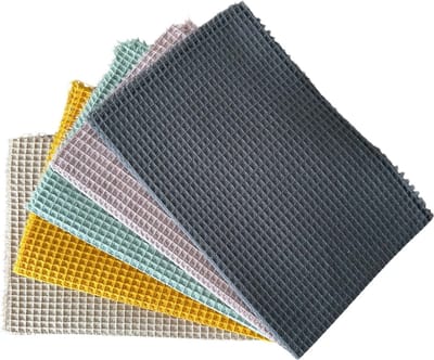 BINK Bedding - 5 lapjes - 100% katoen - Quilt Patchwork - Wafel 60 x 40 cm Milaan - Set = 5 lapjes stof - hobby - creatief - naaien - stof - donkergrijs - antra - oudroze - oudgroen - vintage groen - okergeel - zand - beige
