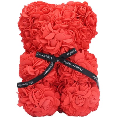 Ours Fleur 21cm Ours en Forme de Rose Rouge Romantique Saint-Valentin Ours Fleur Artificielle pour Mariage red