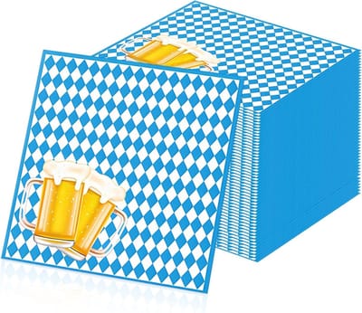 Set van 100 Papieren Servetten voor Oktoberfest, 33 x 33 cm, Feestdecoratie, Bavarian Stijl, Tafeldecoratie, Duurzame Servetten voor Feestjes