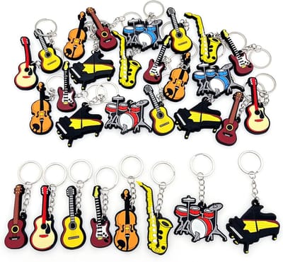 Muzikale Sleutelhangers - Instrumenten Hangers - Feest Cadeautjes - 30 Stuks Mix Stijlen - 2.5 cm - Gemengd