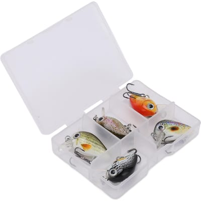 5 Stuks Mini Vislokkers Crankbait Realistisch Vissen Hard Aas Kit met Doos voor Zee- en ZoetwaterType 2 white