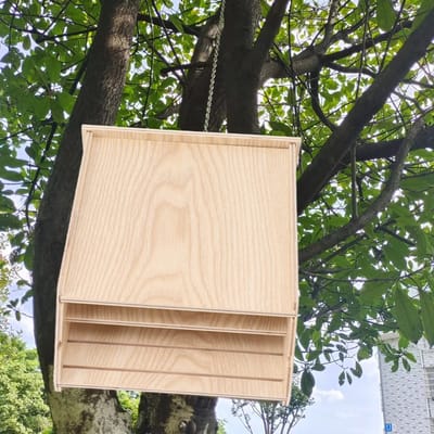Dailygoody - Houten Vleermuishuis - Vleermuisbenodigdheden - Eenvoudig te installeren - Hout - Vleermuiskast - Geschikt voor tuin - 9,4x7,2x2,8in