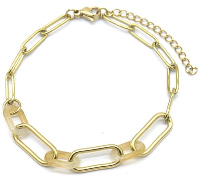Armband Dames - Schakels Ovaal - RVS - Lengte 16-19 cm - Goudkleurig