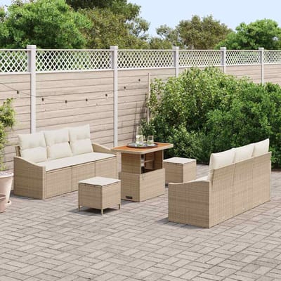 vidaXL - Tuinbank - Set - 9 - st - 8-Aantal - zitplaatsen - Beige - en - Crème