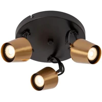 Lucide EMILE - Plafondspot (Plafondlamp) - Ø 23 cm - 3xGU10 - Mat Goud / Messing
