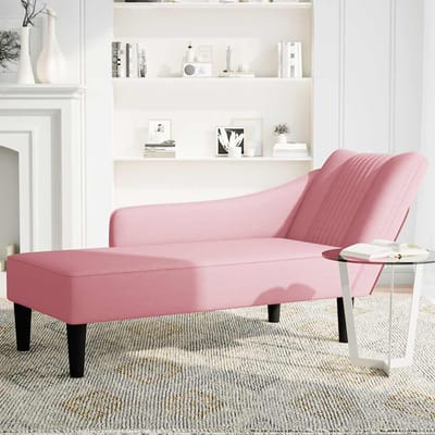 vidaXL - Chaise - longue - met - rechterarmleuning - fluweel - roze