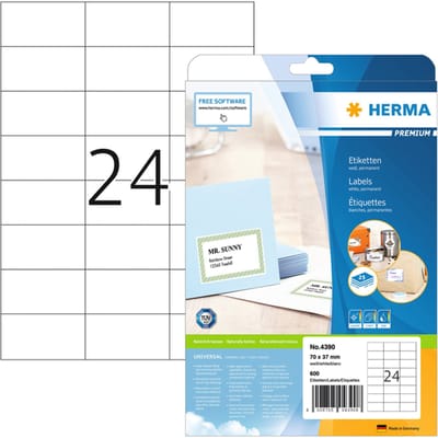 Etiket HERMA 4390 70x37mm premium wit 600 stuks