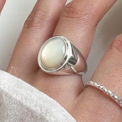 Bf Club   Bagues Pour Femmes Mode Géométrique Fait Main Irrégulier Coquillage Sonte Bague Fête Cadeau de Noël resizable gray