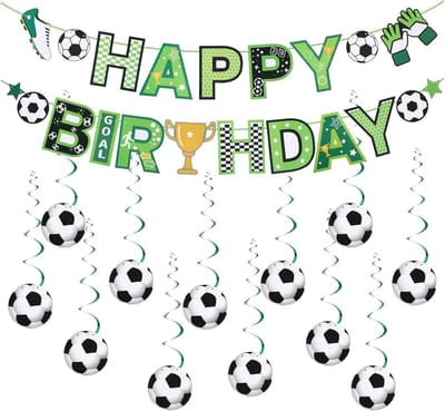 Voetbal Decoratieset - Feestversiering Kinderen - Verjaardagsfeest - Compleet met slingers - 120 x 18 cm - Voetbal