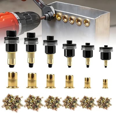 SnelShoppen - 186pcs Rivet Nut Set M3 M4 M5 M6 M8 M10 - Professionele Rivet Nuts Tool met Handmatige Rivet Machine voor Diverse Toepassingen