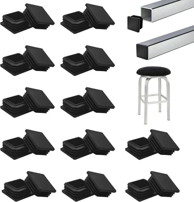 Pijpstoppen 40 x 40 mm - Gelaagde kunststof doppen - Zwarte buisdoppen - Verhoogt stabiliteit - ShopVlot