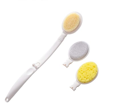 3-in-1 Rugborstel - Lichaamborstels - Exfoliërende Sponborstel - doucheborstel - Badborstel - Massageborstel - 48x8cm - Kleur - Opvouwbaar - Verwijderbaar - Kunststof
