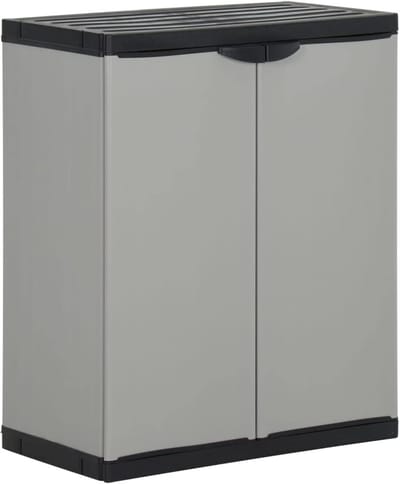Tuinafvalkast - Opbergkast Tuin - Afval Scheiden - Met Interne Plank - 68x40x85 cm - Grijs en Zwart