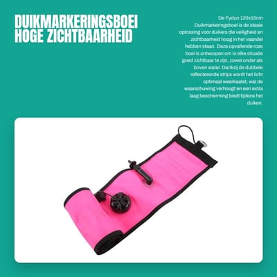 Dailygoods- Oppervlakte Marker - 120x15cm - Dubbelzijdige Reflecterende Strips - Nylon Materiaal - Veiligheidsventiel - Opblaasbare Marker - Duikboei