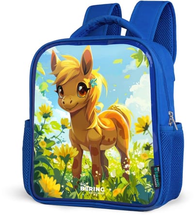 NoBoringSuitcases.com® - Rugzak blauw - Schooltas jongens - Sunny pony - Kinder rugtas jongen - Boekentas kind - Kinderrugzak voor school - Schoolrugzak