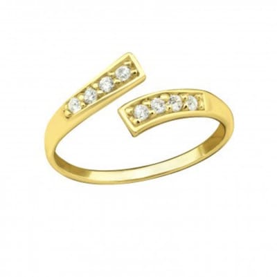 WeLoveSilver - teenring - gold plated - verstelbaar - kristallen
