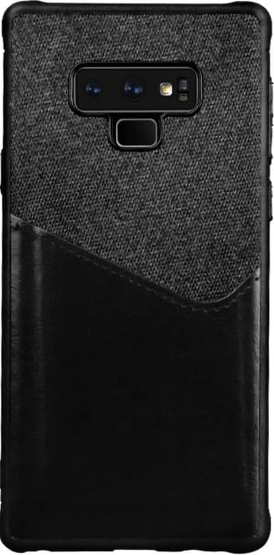 Geschikt voor Luxe Cardslot Card Case voor Samsung Galaxy Note 9 | TPU Siliconen hoesje | Hoogwaardige Fabric & Kwaliteitsleer Back Cover | Wallet | Pasjeshouder | Zwart