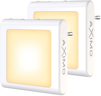 AXIMO Nachtlampje voor Stopcontact LED WIT - 2 stuks - Met Dag- en Nachtsensor - Dimmer - Warm Wit Licht - Energiezuinige Nachtlampjes voor Baby's, Kinderen en Volwassenen