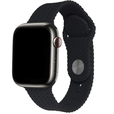 Siliconen geweven bandje - Geschikt voor Apple Watch 1, 12, 2, 3, 4, 5, 6, 7, 8, 9, 10, 11 (42 mm), SE - 38/40/41 mm - Zwart