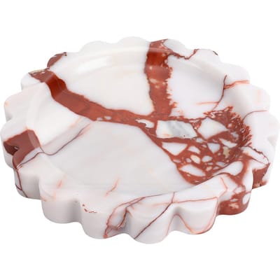 Marmeren Dienblad Rond 6,3 Inch Elegante Golvende Rand Decoratief Marmeren Dienblad voor Sleutels Parfums Rood