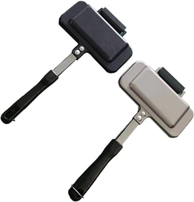 Sandwich Maker - Tosti IJzer - Buiten Koken - Gietijzeren Antiaanbaklaag - 400 Gram - Zwart