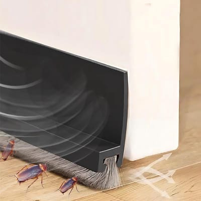 Tochtstopper voor deuren, 100 cm, zwart, voor onder de deur, borstelafdichting voor deuren, deurbarrière tegen insecten, stof, koude lucht (zwart)