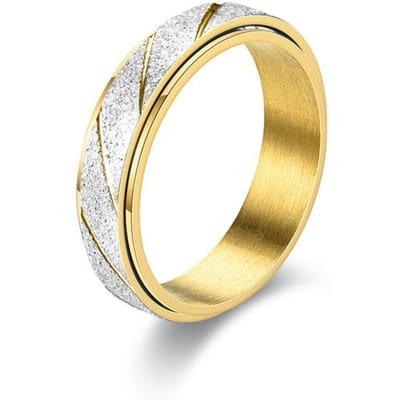 Anneau d'anxiété rotatif en acier inoxydable givré de 6mm, pour femmes et hommes, Anti-Stress, Fidget, bijoux de Couple, cadeau 11 beige
