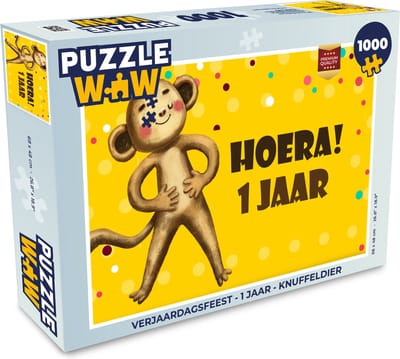 Puzzel Verjaardagsfeest - 1 jaar - Knuffeldier - Legpuzzel - Puzzel 1000 stukjes volwassenen
