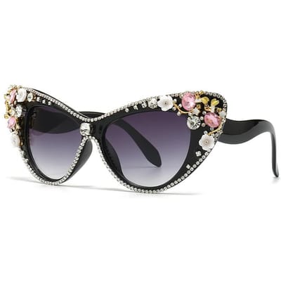 Luxe Diamant Kattenoog Zonnebril Dames Vintage Designer Trendy Groot Montuur Kristal Strass Zonnebril As the photo