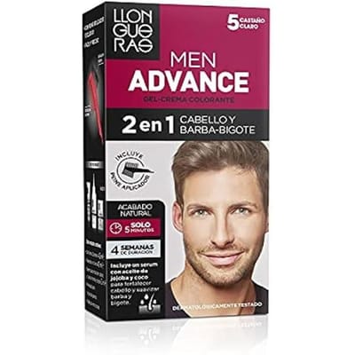 Haarkleur - LLONGUERAS - Men Advance 5 - Lichtbruin - Makkelijk te gebruiken - Lange houdbaarheid