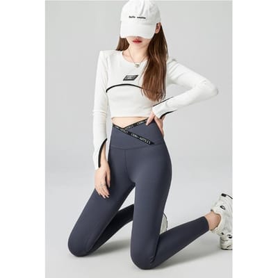 Shark Leggings met gekruiste taille voor damesbroeken voor lente en herfst, buikstrak, billenstrak, Barbie Fitness Yogabroek voor lente en herfst XXL white