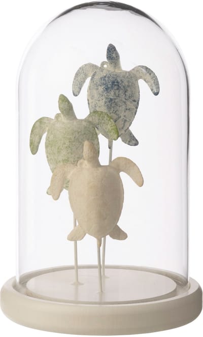 J-Line stolp Schildpad - glas - wit/lichtblauw - small