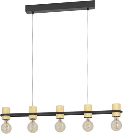 EGLO CHIEVELEY LANGE TAFEL 5XE27 L885 ZWART/NATUREL FSC