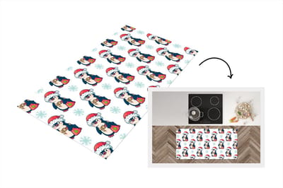 Keukenloper - Loper keuken - Pinguïn - Kerstmuts - Kind - Patronen - Kerstmis - 120x60 cm - Keukenloper vinyl