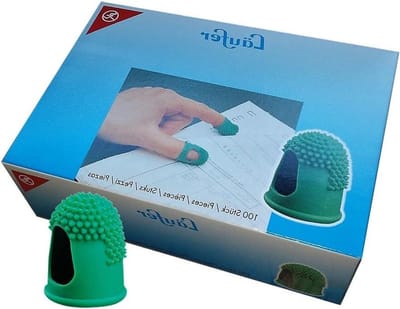 Bladspatel - Vingerhoedjes - Bladeren en sorteren - Latexvrij met noppen - 17 mm ø - Groen