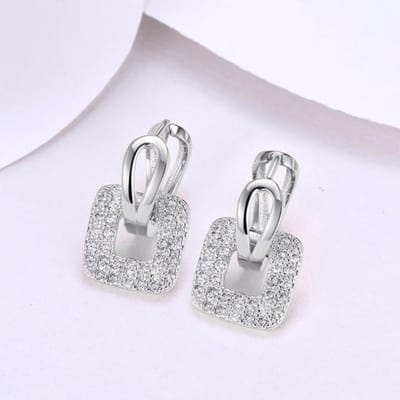 Boucle d'oreille Huggie Piercing Carré Unique pour Femmes Argent / Or 2 Couleurs Boucle d'oreille Ronde Bijoux Fins argenté