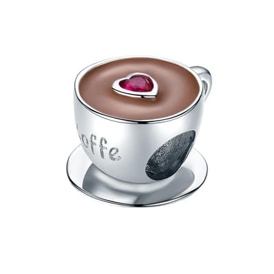 Koffie kopje hartje bedel | bedels voor armband | Love coffee bead | Zilverana | geschikt voor alle bekende merken | 925 zilver | moederdag