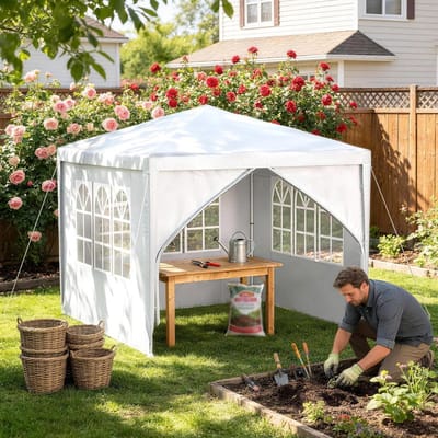 Feesttent Paviljoen - Tuinpaviljoen Outdoor - Feesten en Bijeenkomsten - Waterdicht UV Beschermend - 3x3 Meter - Wit