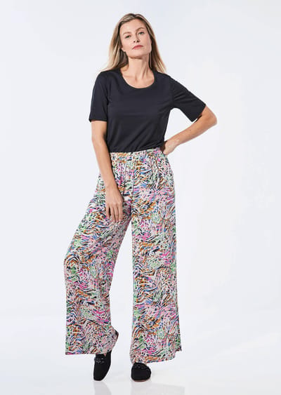 Broek met wijde pijpen - meerkleurig / gedess. - Gr. 19 van Goldner Fashion