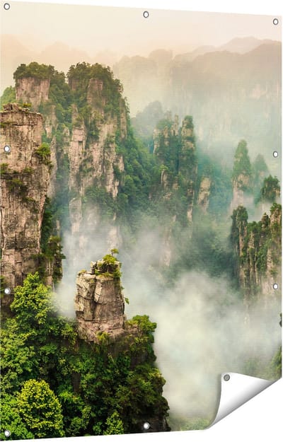 Gards Tuinposter Zhangjiajie Klif Bergen in China - 90x120 cm - Tuindoek - Tuindecoratie - Wanddecoratie buiten - Tuinschilderij