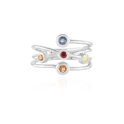 Cavill - Zilveren Damesring - 925 Sterling Zilver Platina-Plated - 0,52 Ct Rondgeslepen Saffieren uit Madagaskar - Elegant Bezel Sieraad Blauw