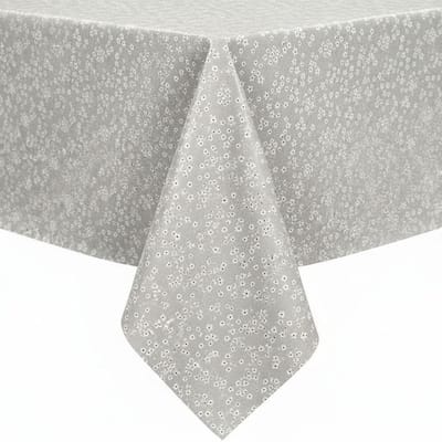 Protecttable - Rond Tafelzeil Bloemetjes Grijs ⌀138cm - Tafelkleed Afwasbaar - Kunststof