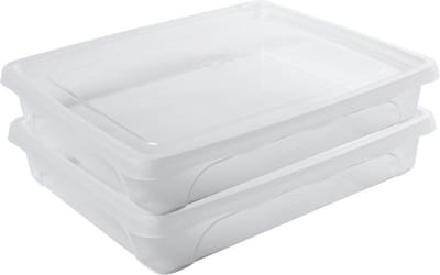 Vershoudbakje - 2x - laag - transparant - 1,5 liter - 24 x 20 x 5 cm - vershouddoosje - Vienna - Vershouddoos bakje