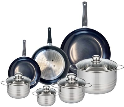 Set van 3 Kookpannen 20, 24 en 32 cm en 4 braadpannen 12, 14, 16 en 24 cm Elo Prima Brillant