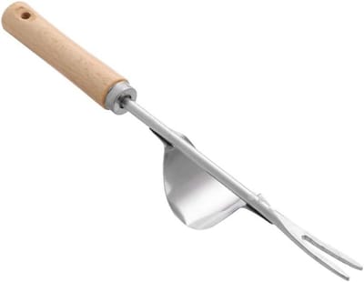 Onkruidsteker Roestvrij Staal - Worteljager Tuin - Tuinonderhoud Gemakkelijk - Ergonomisch Houten Handvat - 10-15 cm Kop - Houtkleur