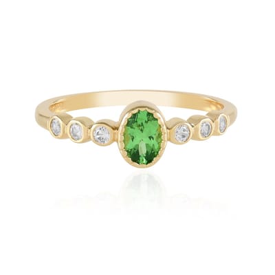Cavill - 925 Sterling Zilver Vergulde Ovale Ring met 0,453 ct Lemshuku Tsavoriet uit Tanzania en Zirkonen 0,035 ct